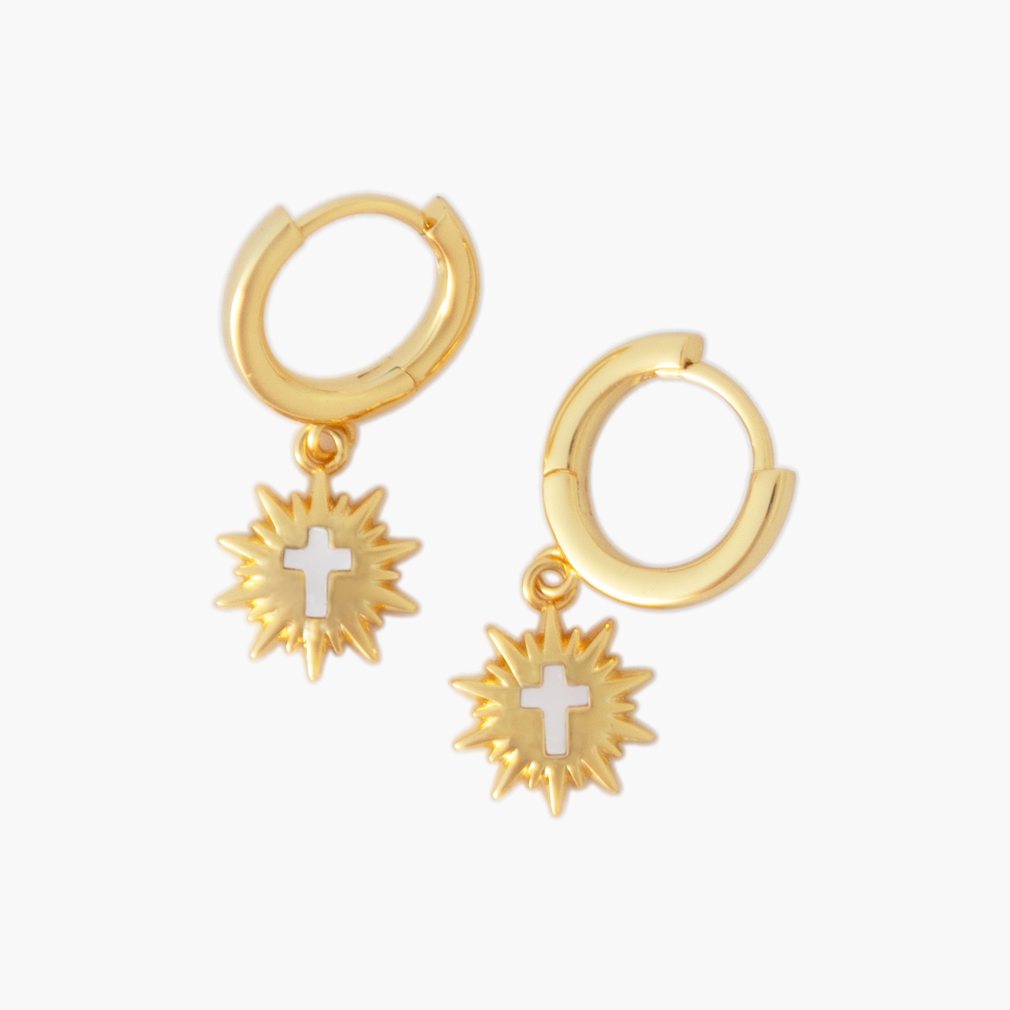 Monstrance Pearl Huggie Earrings