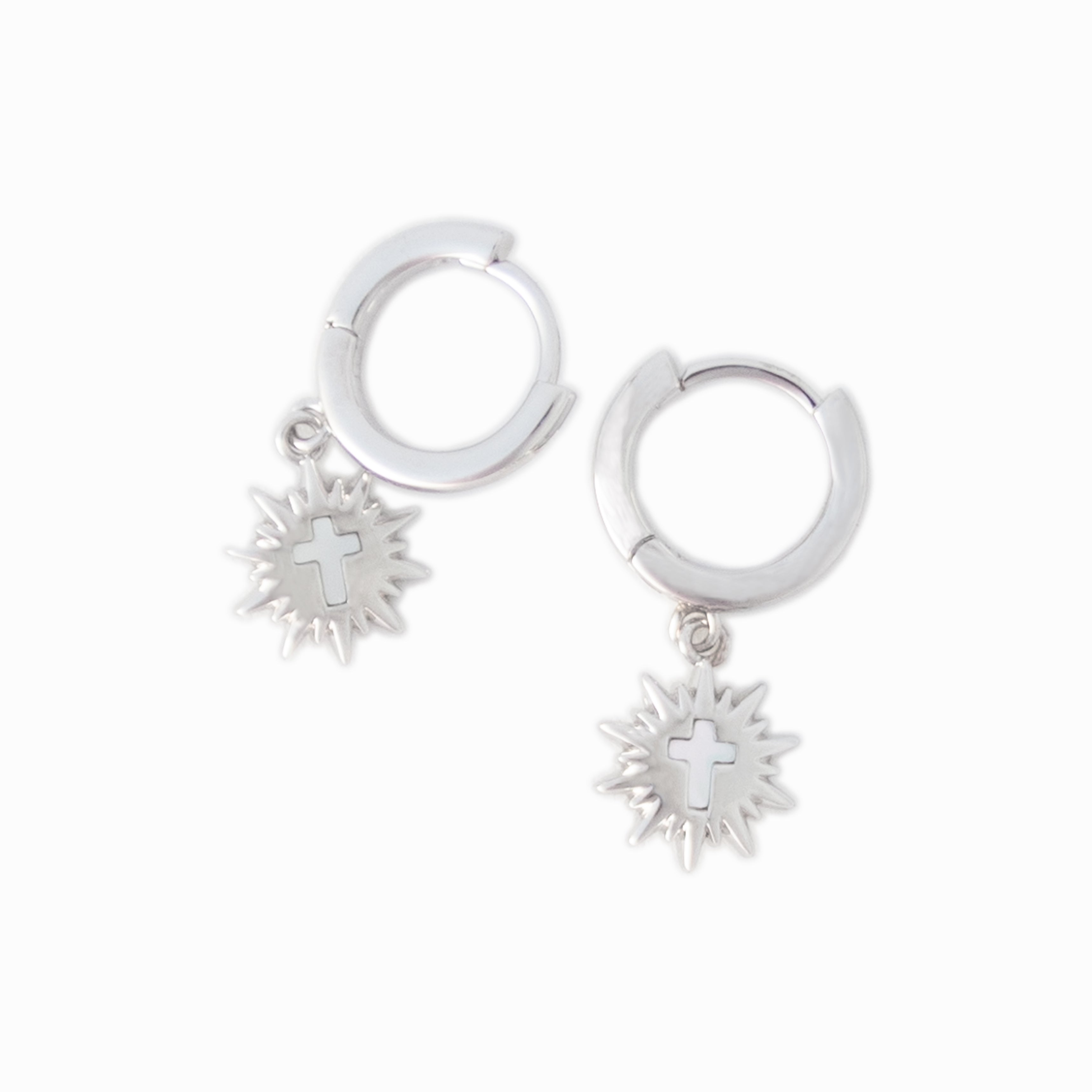 Monstrance Pearl Huggie Earrings