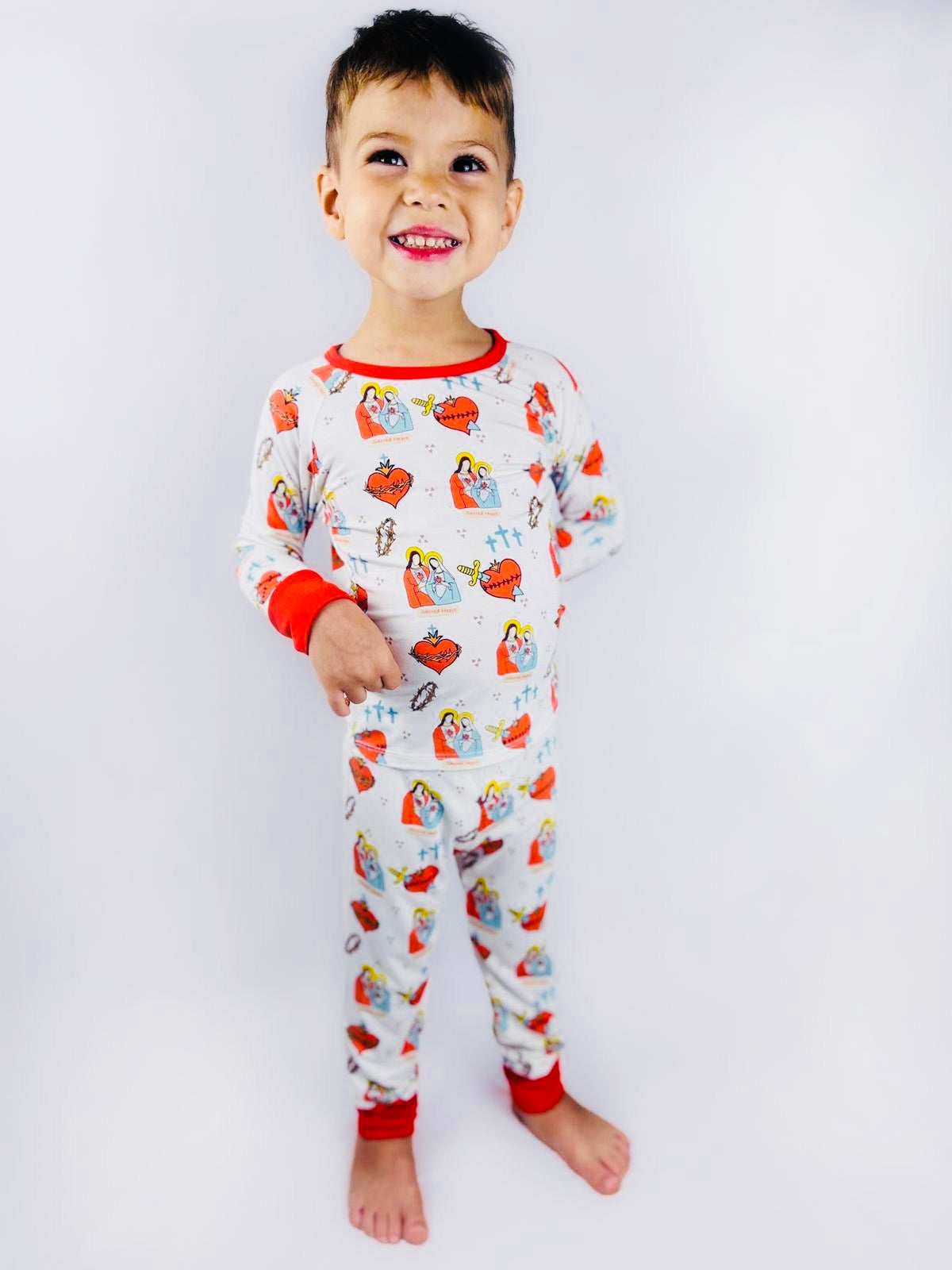 Sacred Heart of Jesus and Immaculate Heart of Mary Two Piece Kids Pajamas
