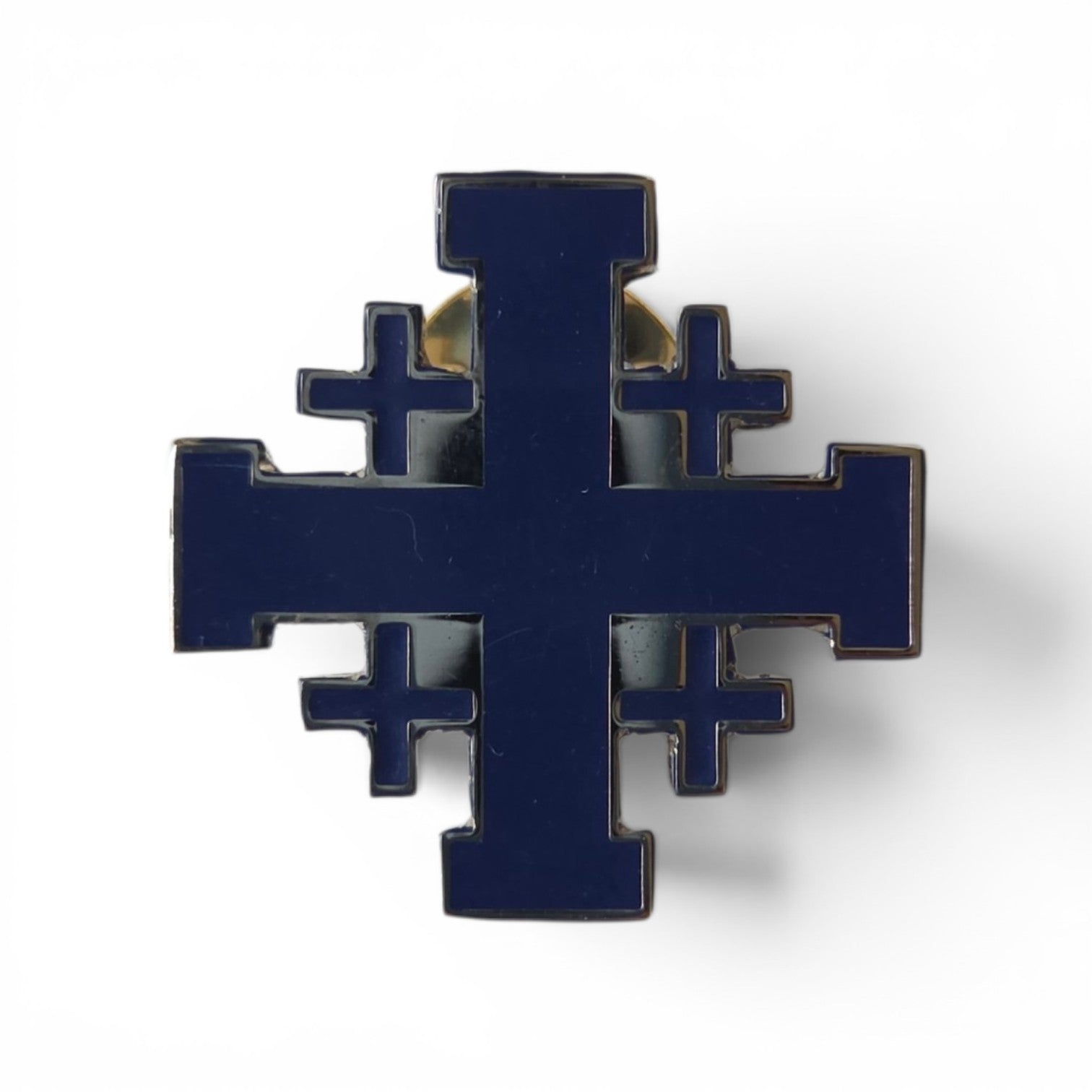 Blue Jerusalem Cross Cufflinks and Tie Bar Set