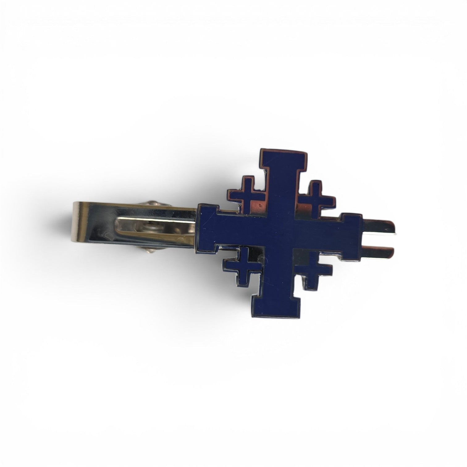 Blue Jerusalem Cross Cufflinks and Tie Bar Set