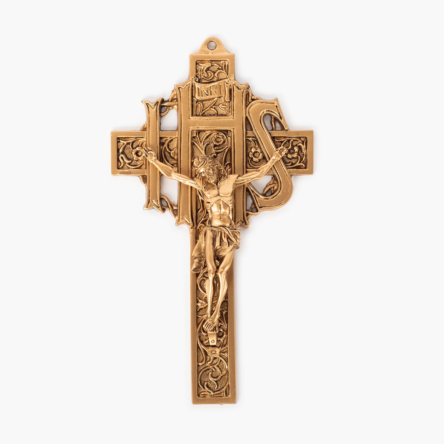 Antique Gold Filigree IHS Crucifix