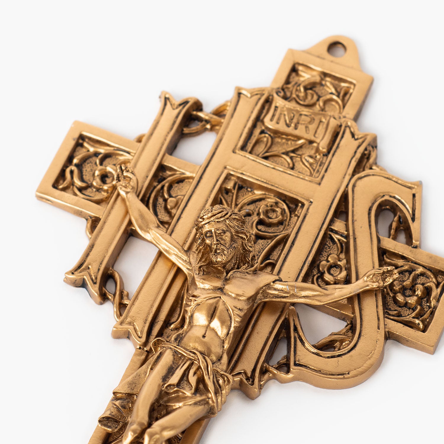 Antique Gold Filigree IHS Crucifix