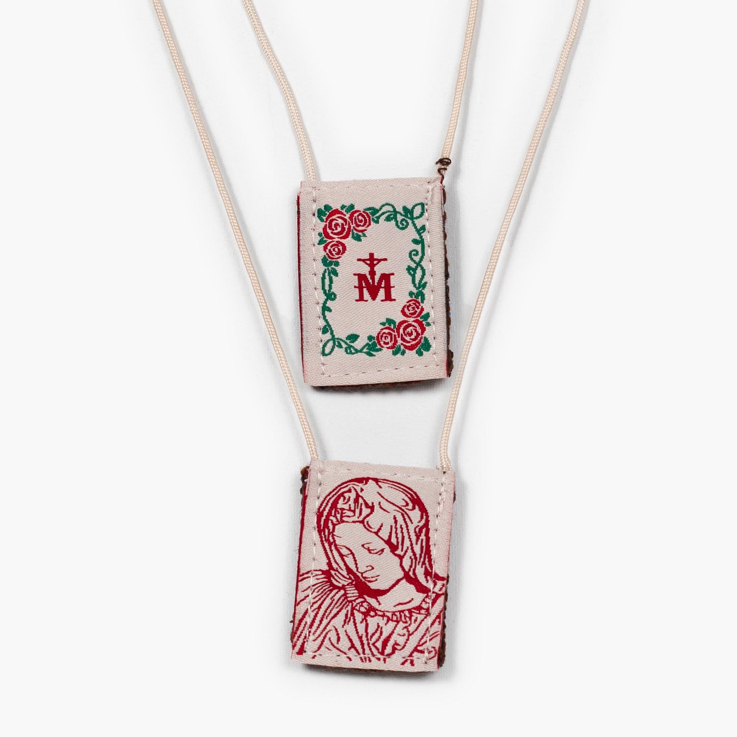 Premium Brown Scapular, Cream & Rose Pietà