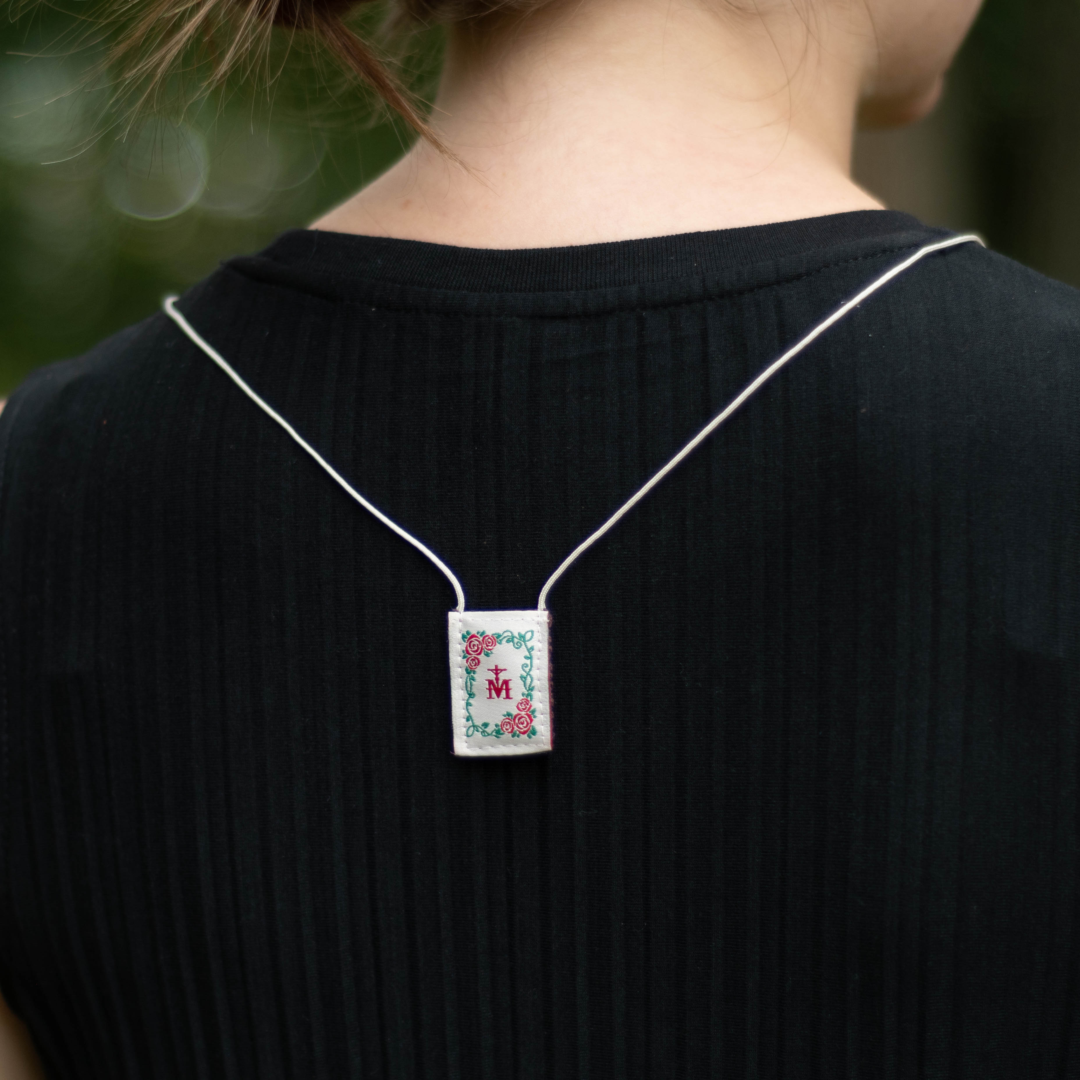 Premium Brown Scapular, Cream & Rose Pietà