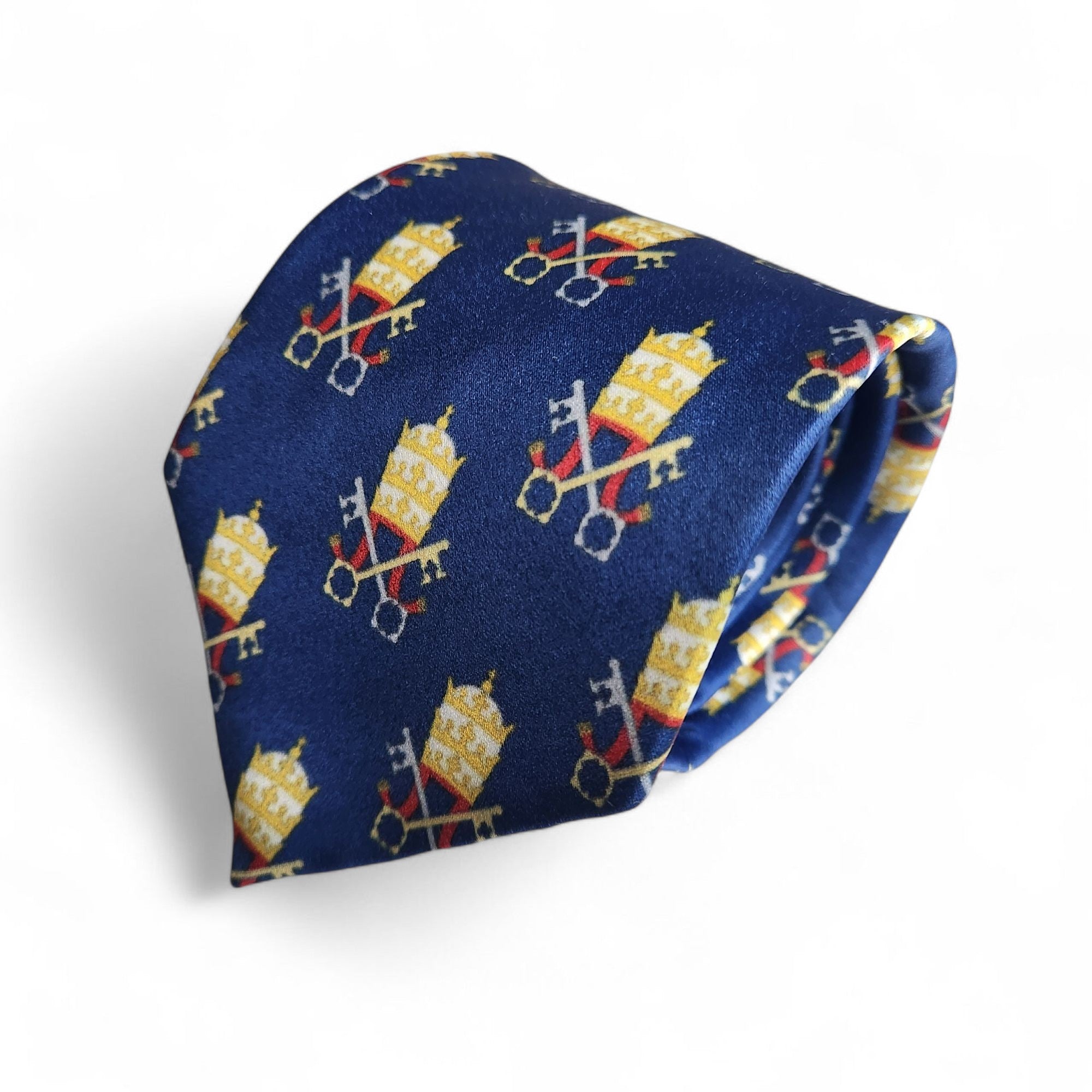 Papal Tiara and Keys Necktie Navy