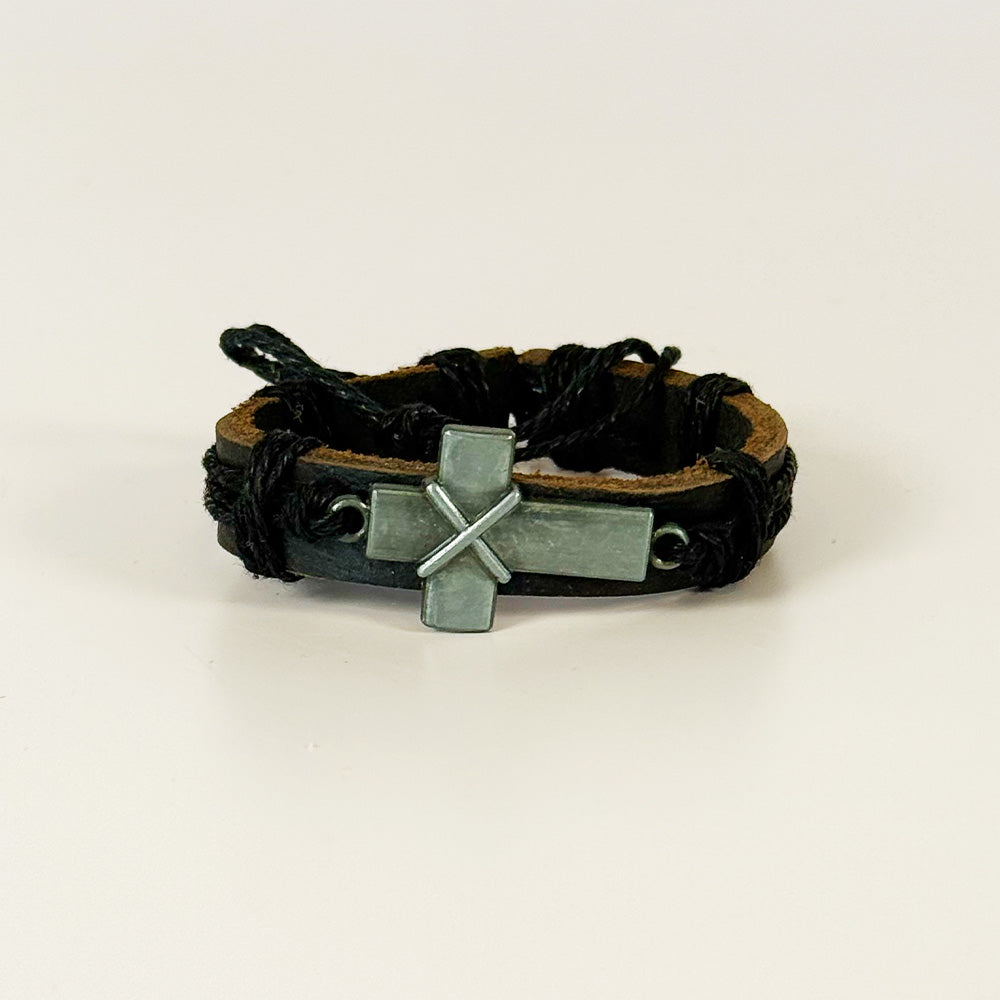 Leather Bracelet with Cross