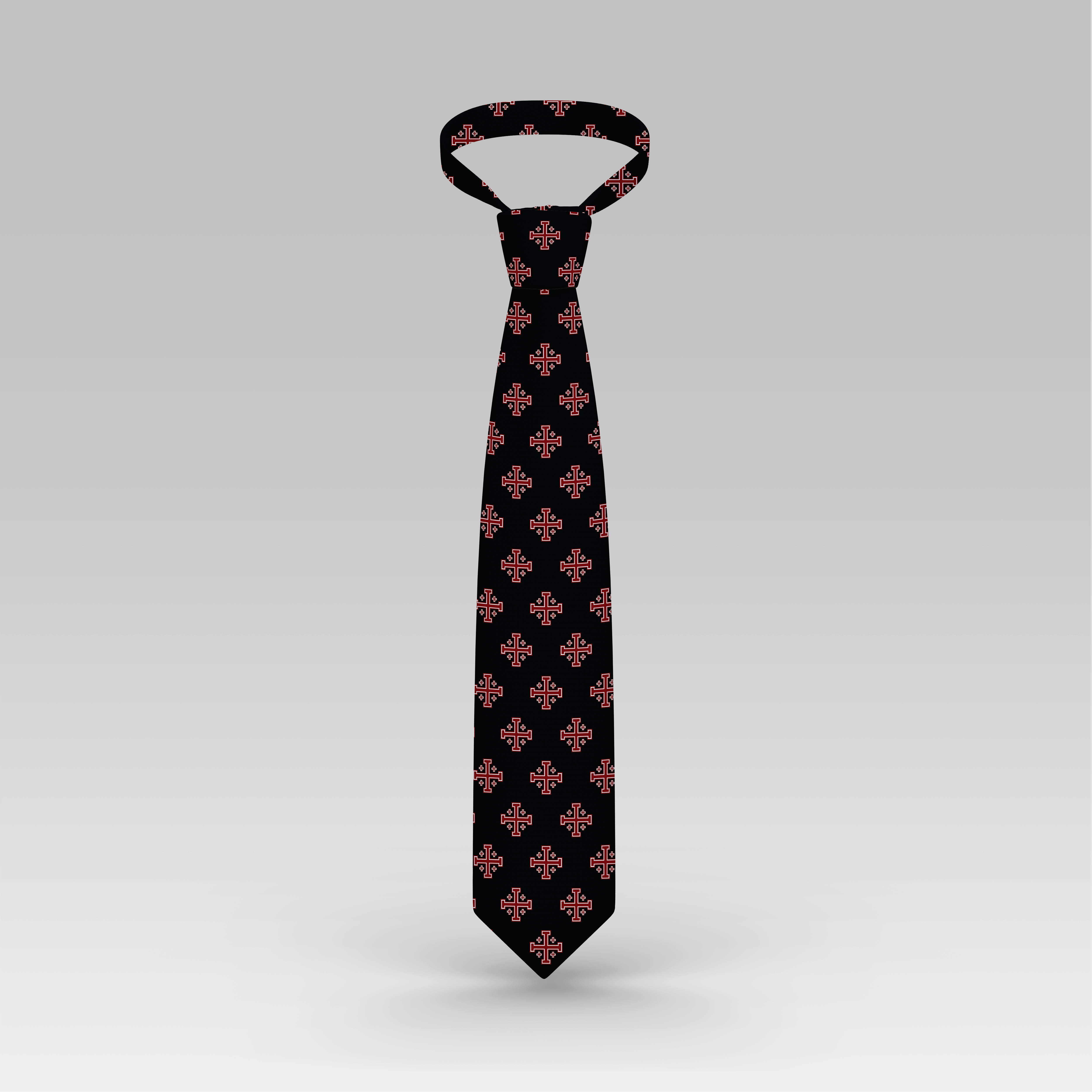 Red Jerusalem Cross with White Accents Necktie
