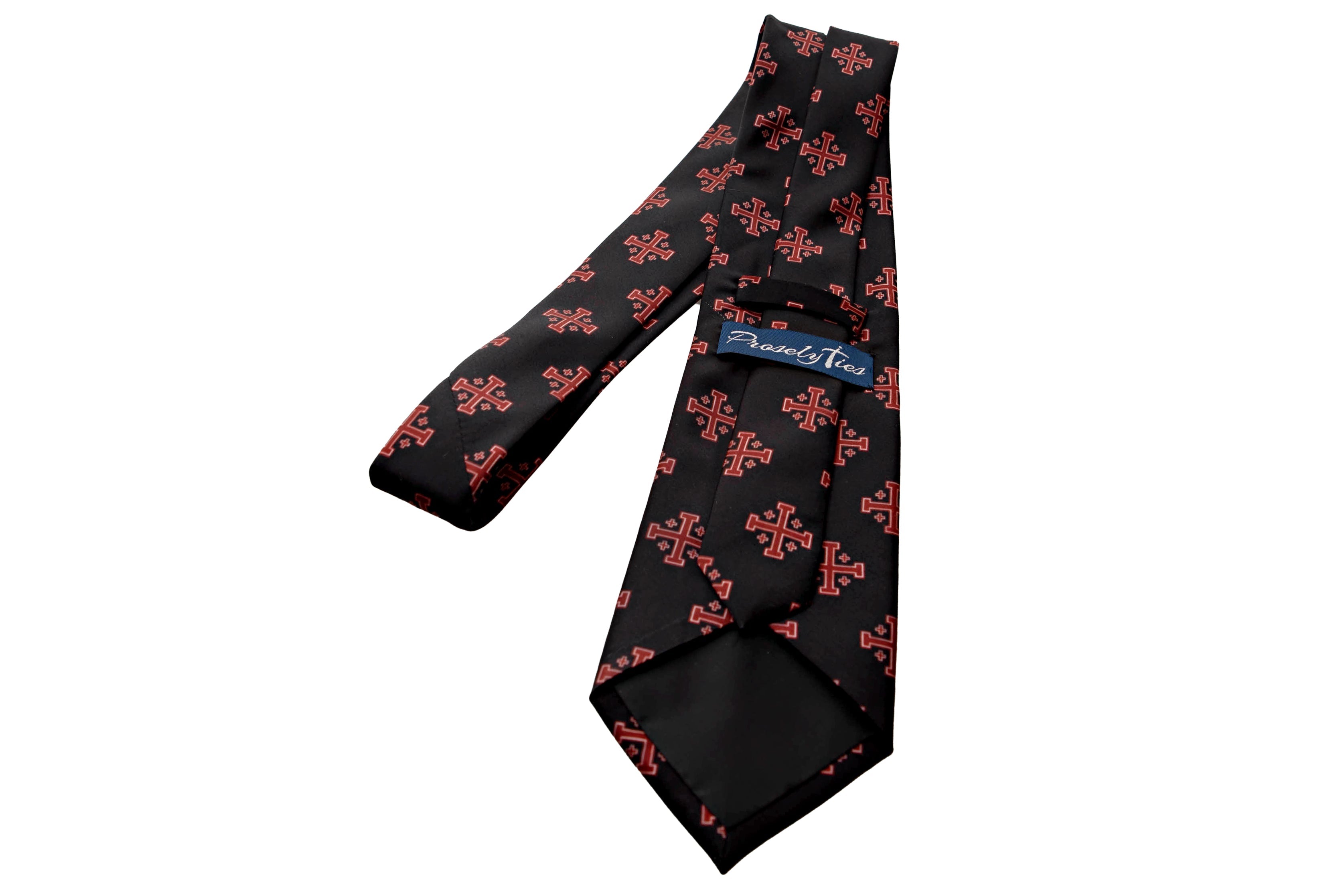 Red Jerusalem Cross with White Accents Necktie