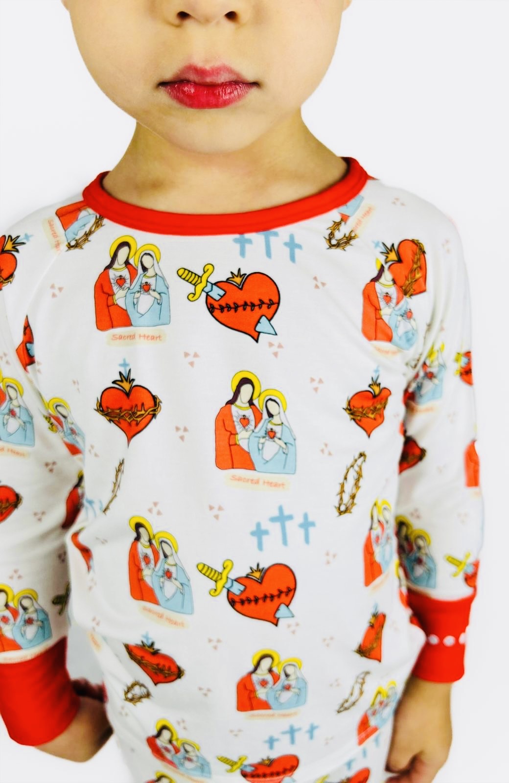 Sacred Heart of Jesus and Immaculate Heart of Mary Two Piece Kids Pajamas