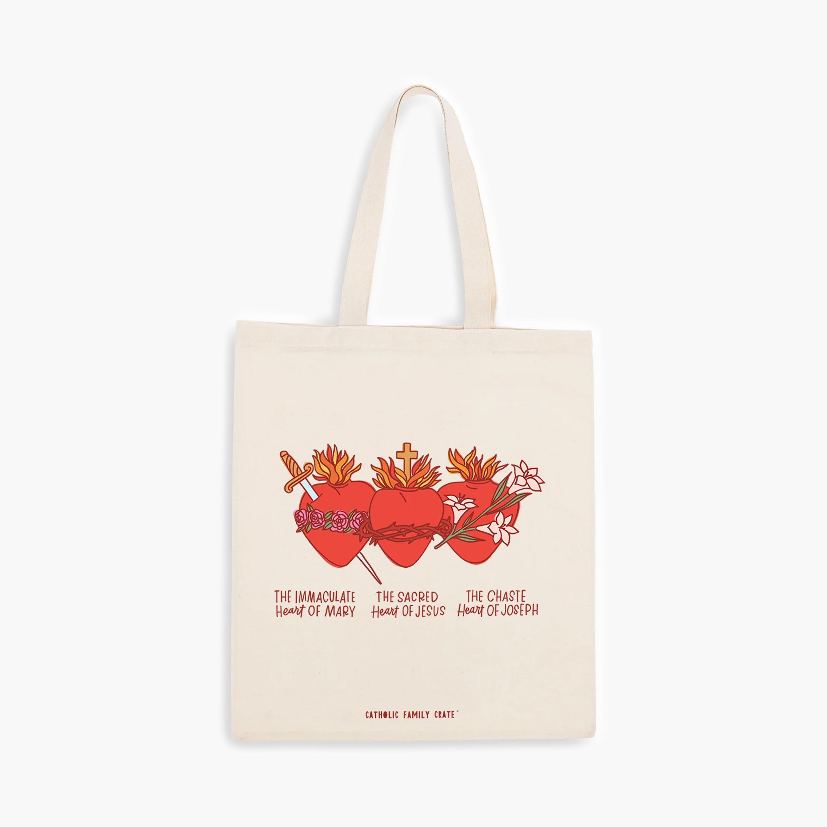 Holy Family Hearts Tote Bag