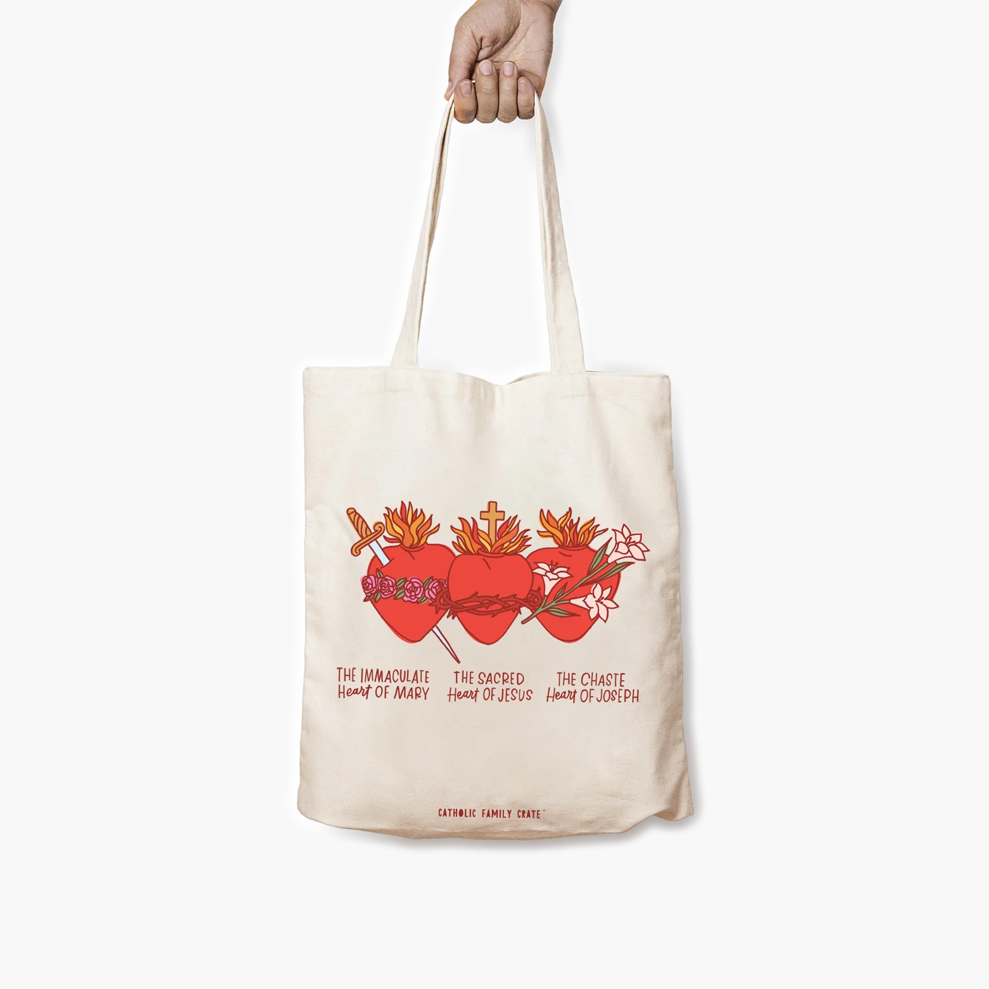 Holy Family Hearts Tote Bag