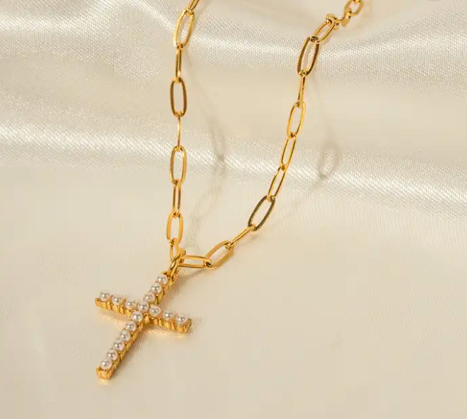 Pearl Cross Necklace
