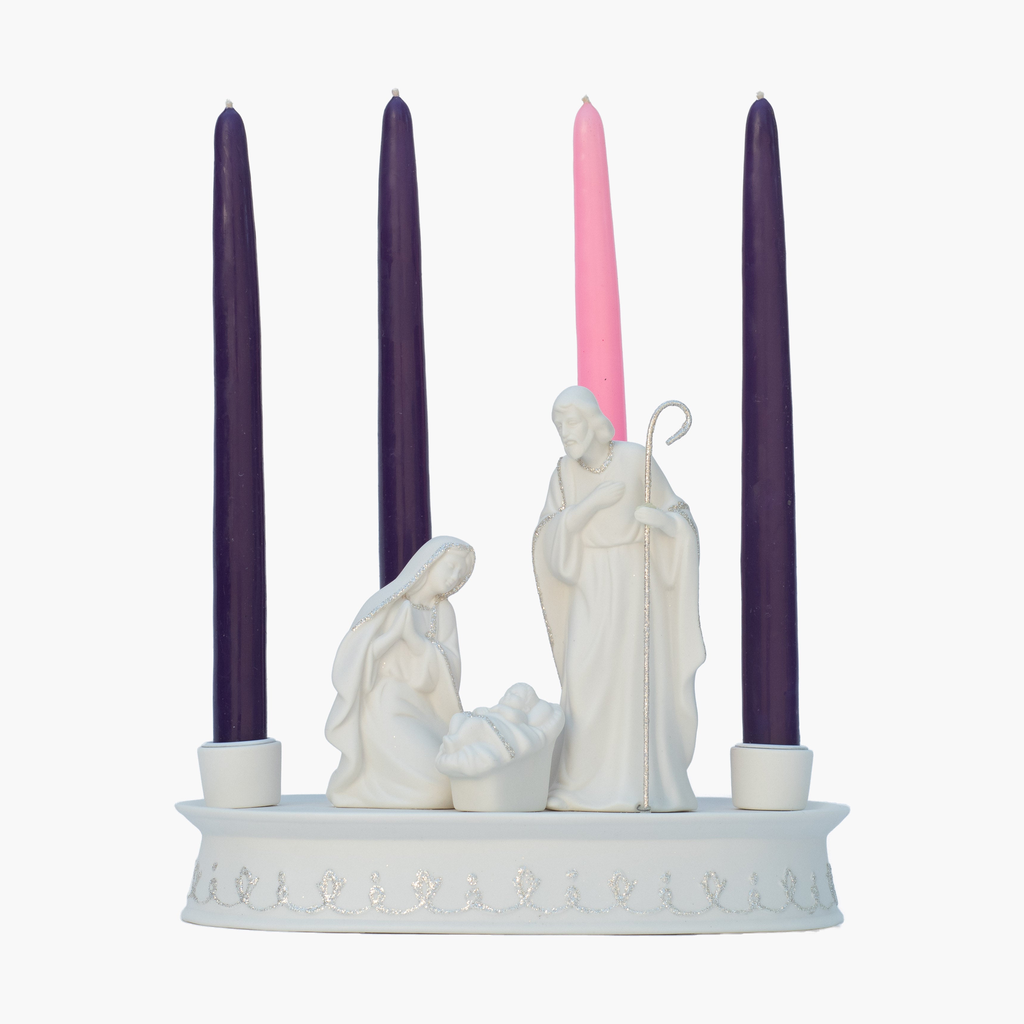 Holy Family White Advent Candle Holder