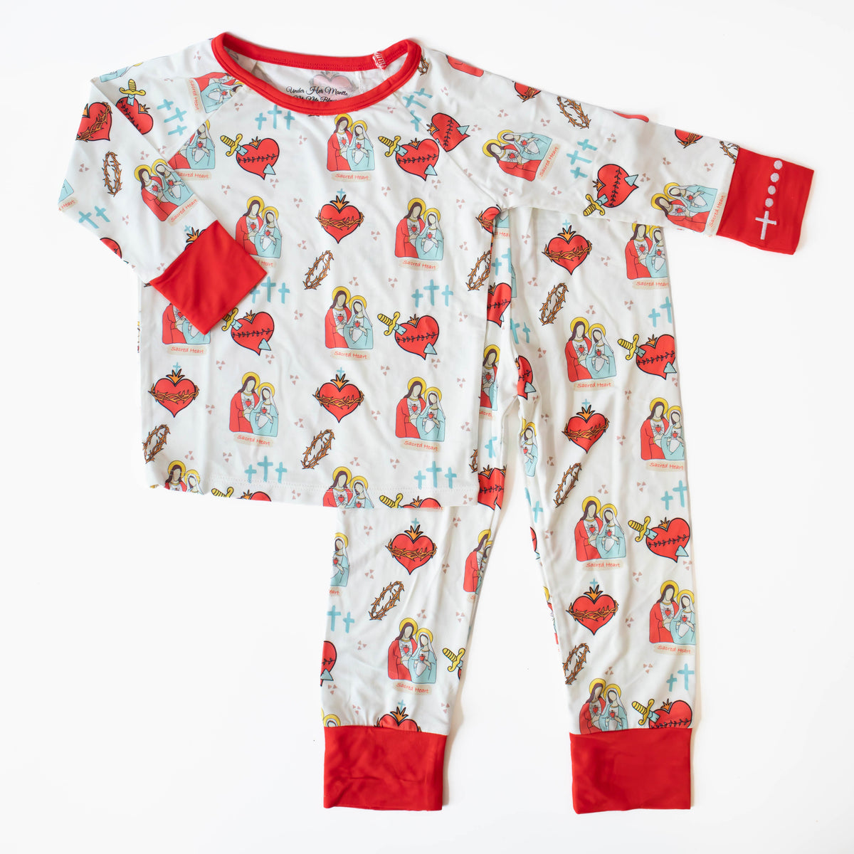 Sacred Heart of Jesus and Immaculate Heart of Mary Two Piece Kids Pajamas