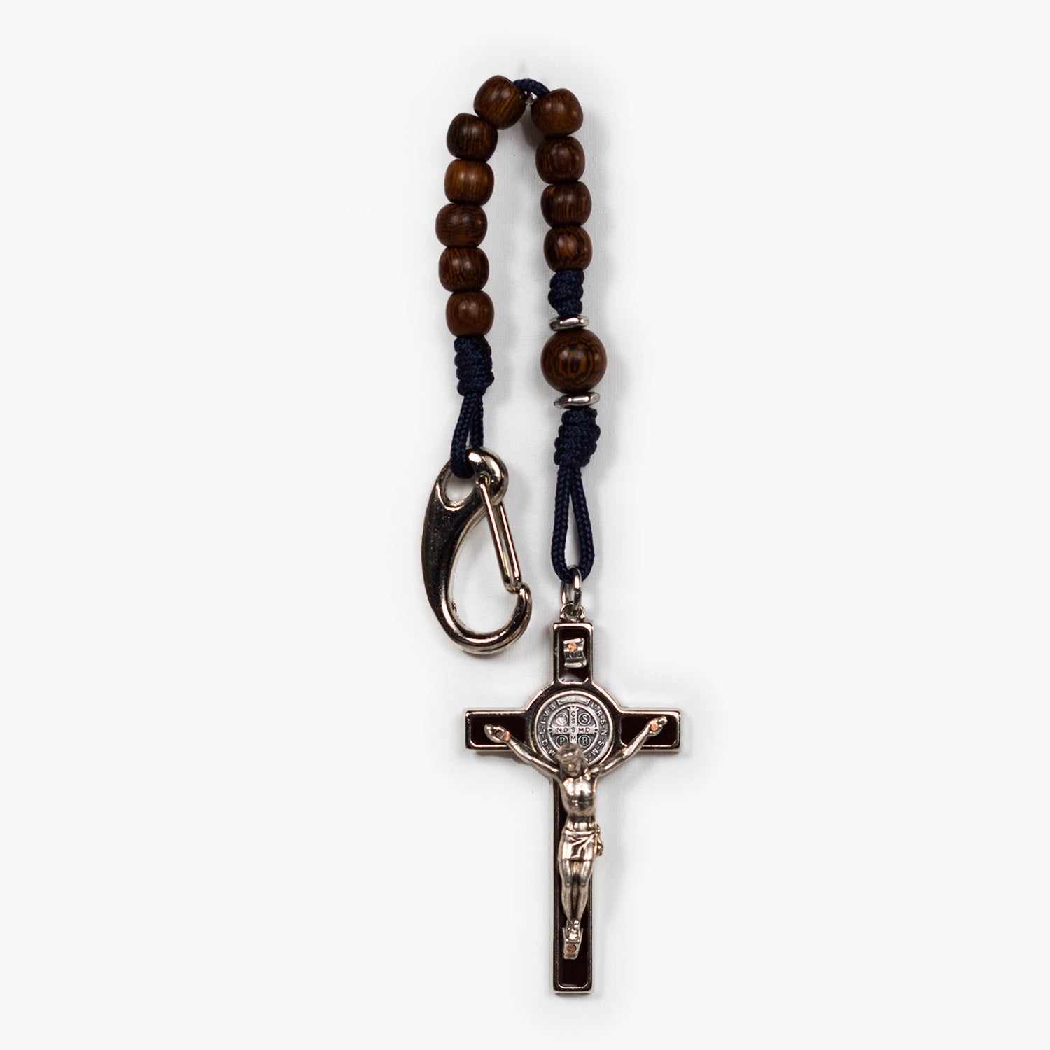 Handmade Wooden Pocket Rosary - St. Benedict Design