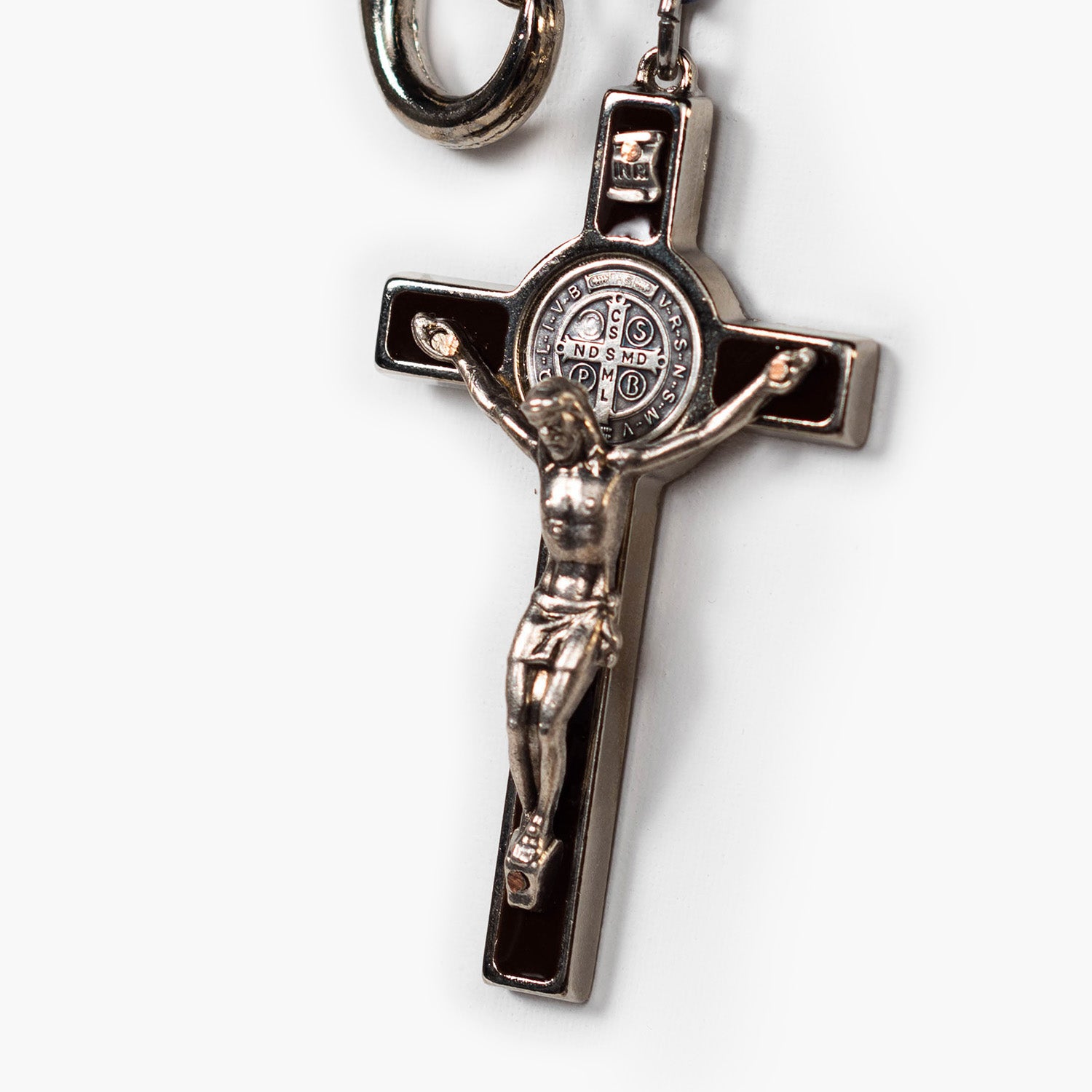 Handmade Wooden Pocket Rosary - St. Benedict Design