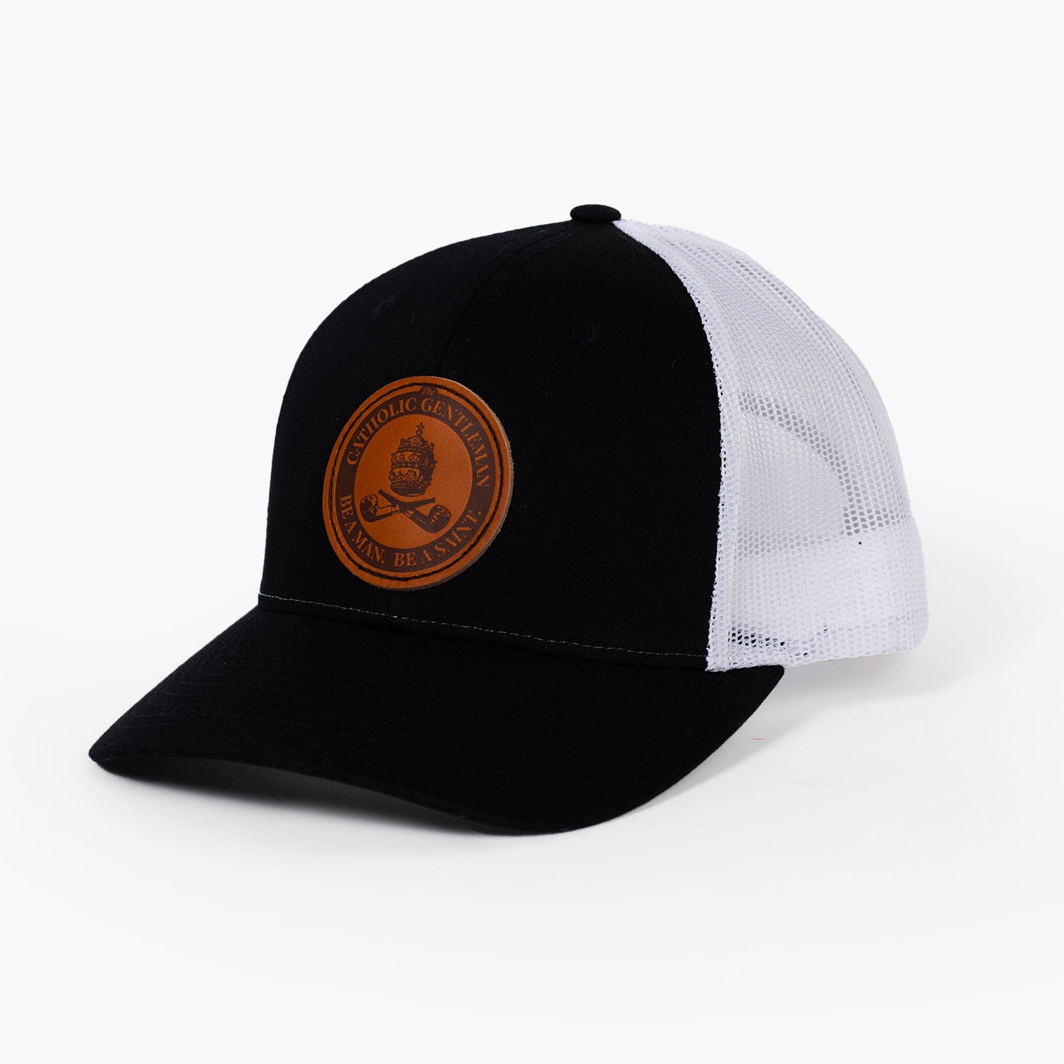 Leather Patch Hat - Black/White – The Catholic Gentleman Store