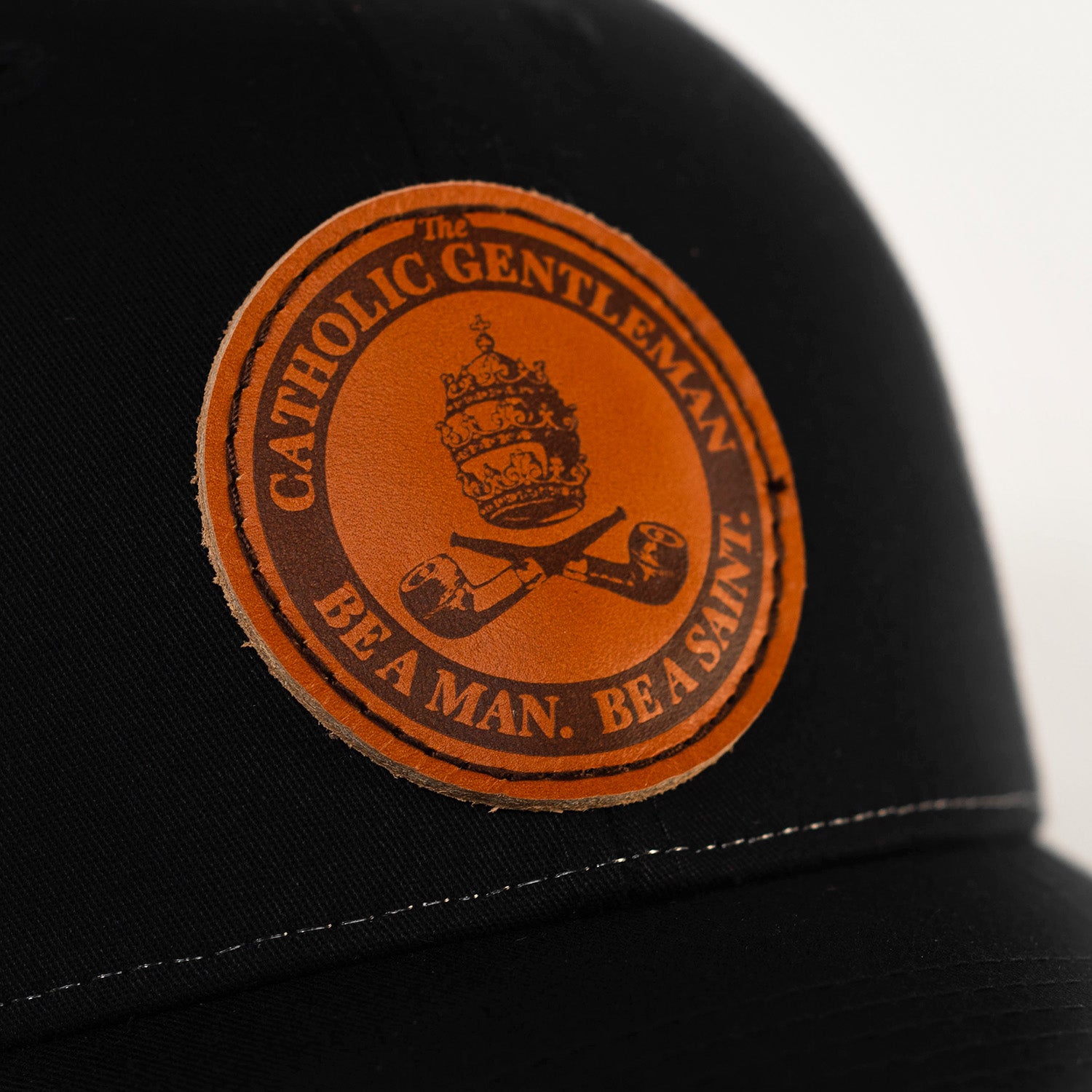 Leather Patch Hat | The Catholic Gentleman Black