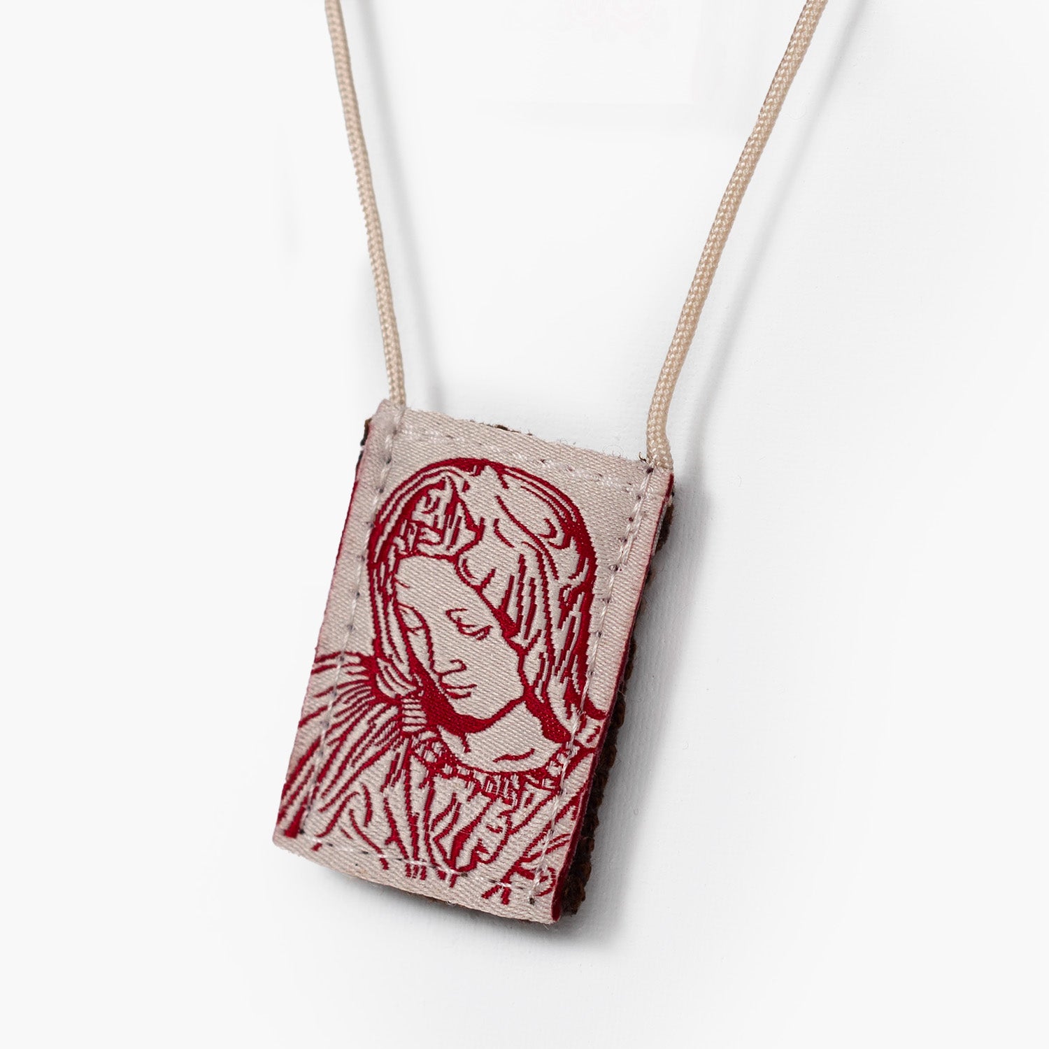 Premium Brown Scapular, Cream & Rose Pietà